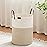 VIPOSCO Small Laundry Basket, Slim Baby Hamper with Leather Handle, Cute Woven Rope Storage Basket for Blanket, Kids Toy, Clothes In Living Room, Bathroom, Bedroom, Nursery Room - 30L White & Brown