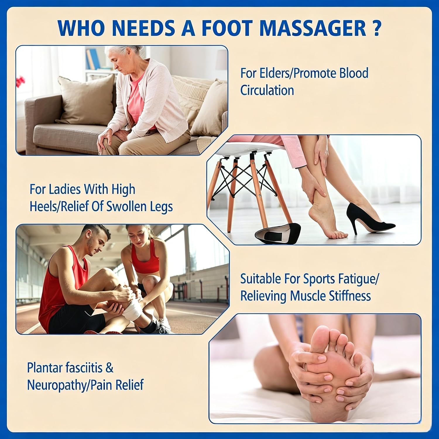 Foot Massager for Neuropathy, FSA - HSA Eligible, Rechargeable EMS Foot Circulation Stimulator with 4 TENS Pads Muscle Stimulation for Relieving Plantar Fasciitis, Swelling and Pain