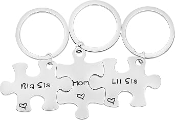 bobauna Big Sis Mom Lil Sis Puzzle Keychain Set Of 3 Gifts for Mom and Daughters