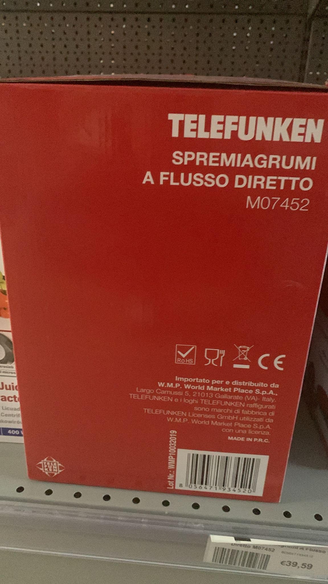 TELEFUNKEN SPREMIAGRUMI Elettrico Bianco 85W OVETTO