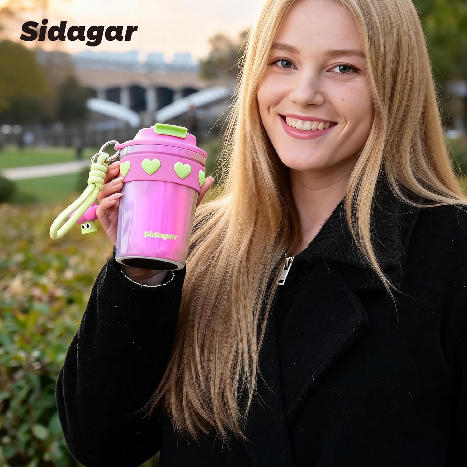 12 oz Travel Coffee Mug Spill Proof Leak Proof, Stainless Steel Thermal Coffee Cup with Lid, Resuable Cup for Hot and Cold, Portable Tumbler for Women, Rainbow - Image 8