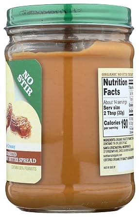 Santa Cruz ORGANIC Dark Roasted Creamy Peanut Butter Spread, 16 Oz, 1 lb