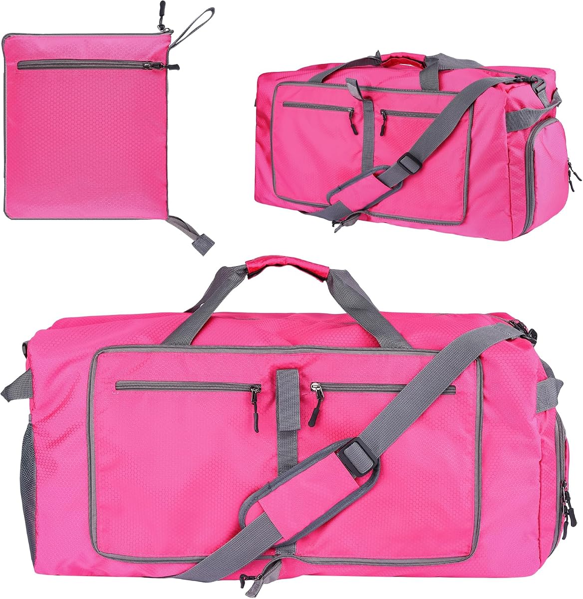 60L Foldable Duffle Bag Large Capacity Travel Weekender Bag with Shoes Compartment Lightweight & Water-Resistant Gym Beach Swimming Bags Pool Sports Gym