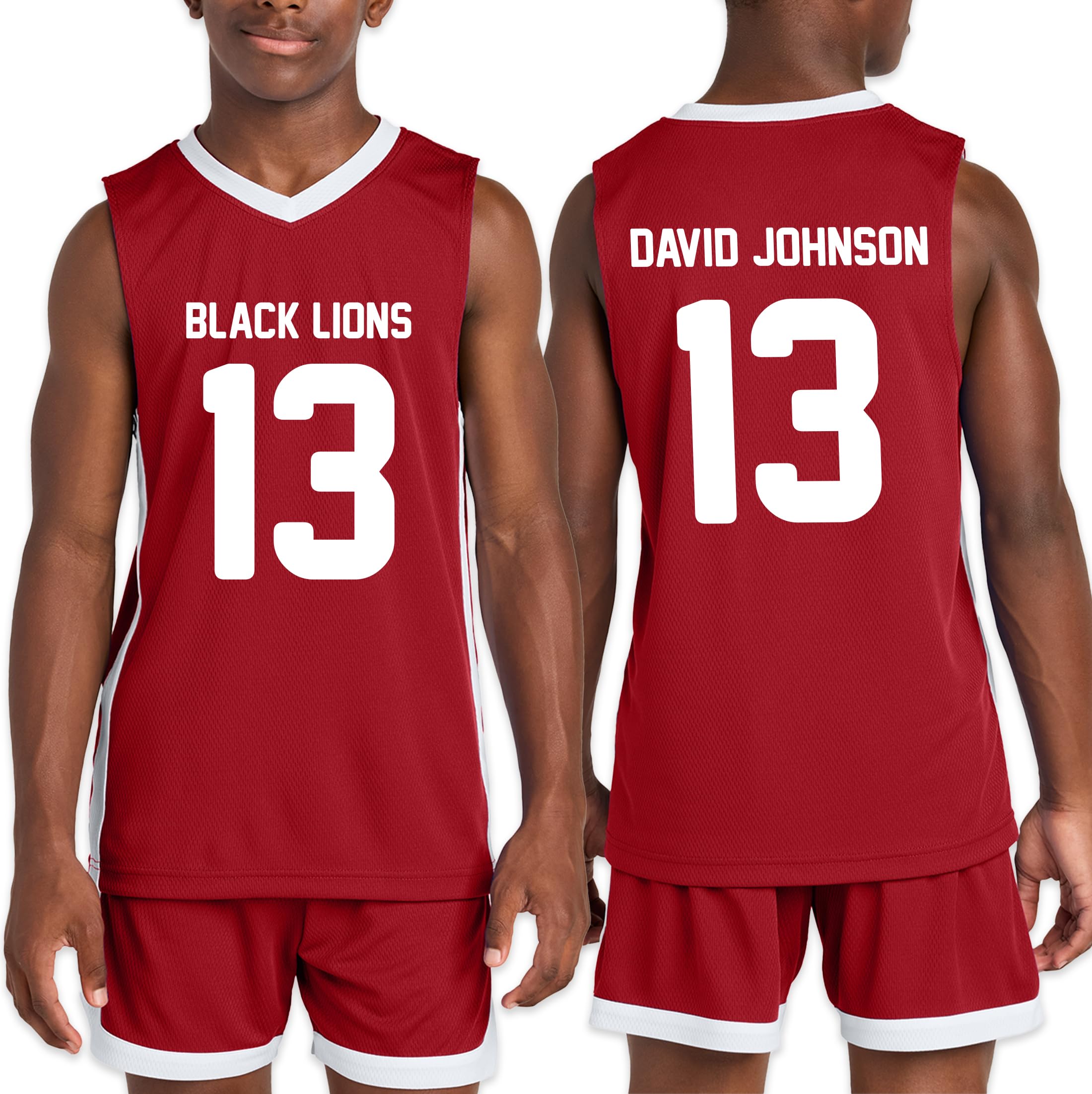Custom Youth Performance Tee w/Personalized Name Team Name and Number Deep Red