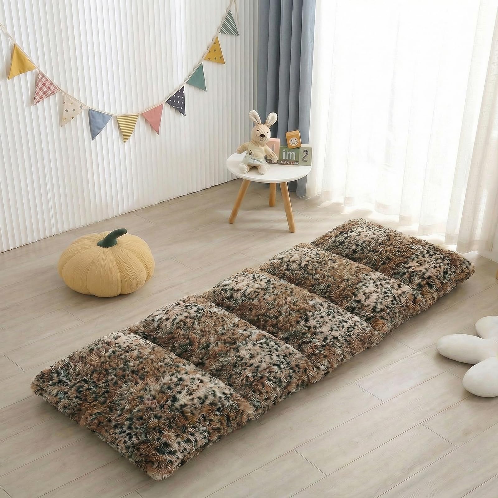 ZIQINPSQ Fleece Floor Pillow Case, Mattress Bed Lounger Cover,Faux Fur Tie Dye Pillow Bed Floor Lounger Cover,Recliner Floor Pillow for Girls Boys,Requires 5 Pillows (Leopard, Queen) — image 1