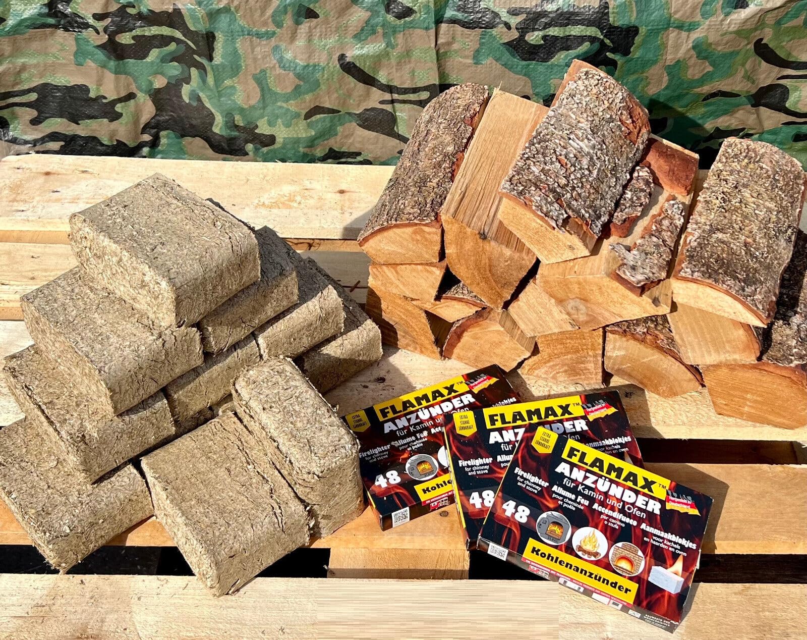 720x Kohleanzünder Anzündwürfel Grillanzünder Kaminanzünder 15x 48er Ofenanzünder Feueranzünder für Ofen Kamin Kohlenanzünder Anzünder Würfel Anzündwolle, Set Flamax Anmachwürfel + 1 KOVA Bildmagnet