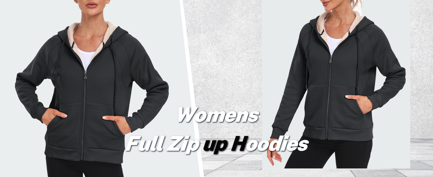 MoFiz Sweat à Capuche Zippé Femme - Hoodie Jogging Fitness Avec Doubles Poches - Manches Longues Chaud