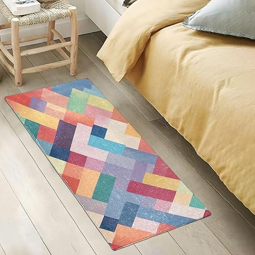 Miniatura 5 de Tapetes de baño absorbentes con patrón geométrico abstracto, cómodas alfombras de baño antideslizantes, duraderas y suaves, 39 x 20 pulgadas