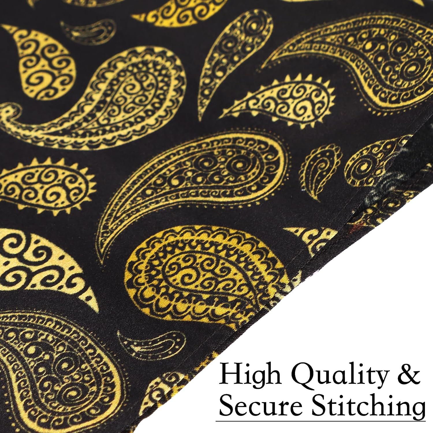 MANSPHIL Paisley Silk Pocket Square for Men, Suit Handkerchief for Tux Wedding Prom