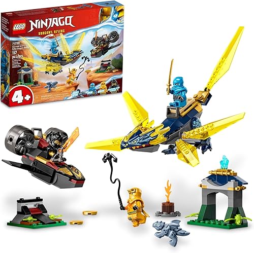 LEGO NINJAGO NYA y Arin's Baby Dragon Battle 71798 Juguete de construcción Ninja, cuenta con un chorro, 2 dragones, 3 minifiguras y Baby Riyu, idea