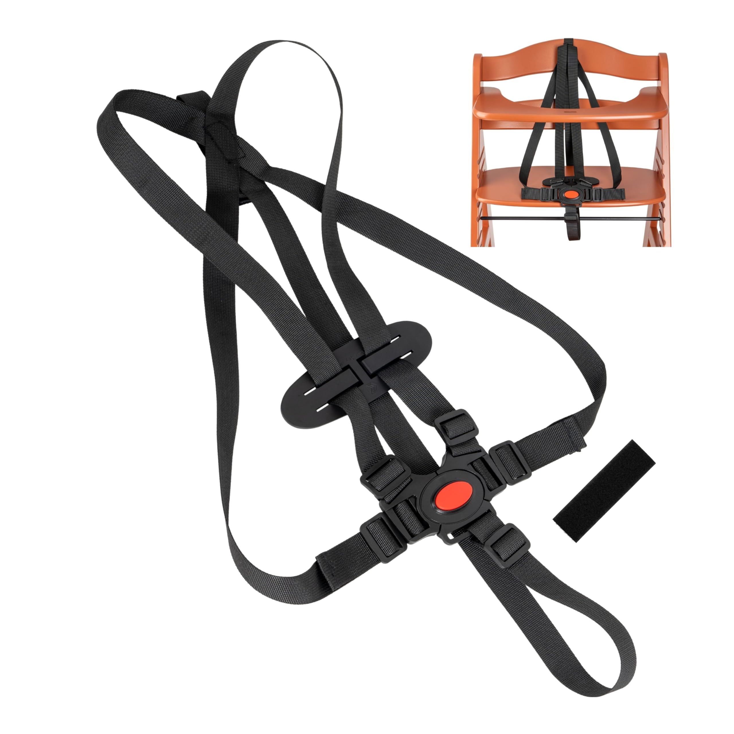 Kinderstoel 5-punts gordelsysteem, 1 set, compatibel met Hauck, Stokke Tripp Trapp, Roba, enz., in beige, gordel met borstclip, verstelbare kinderkinderstoel veiligheidsgordel, kinderstoel gordel 5