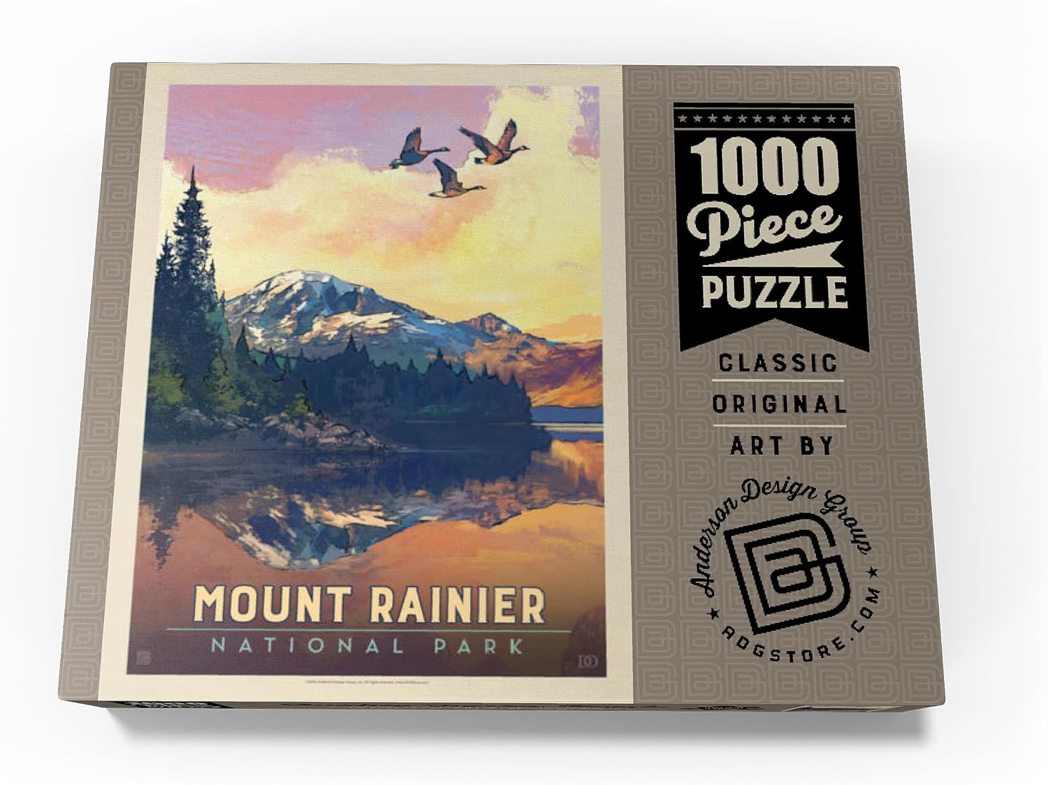 MyPuzzle Mount Rainier National Park: Daybreak, Vintage Poster - Premium 1000 Piece Jigsaw Puzzle for Adults