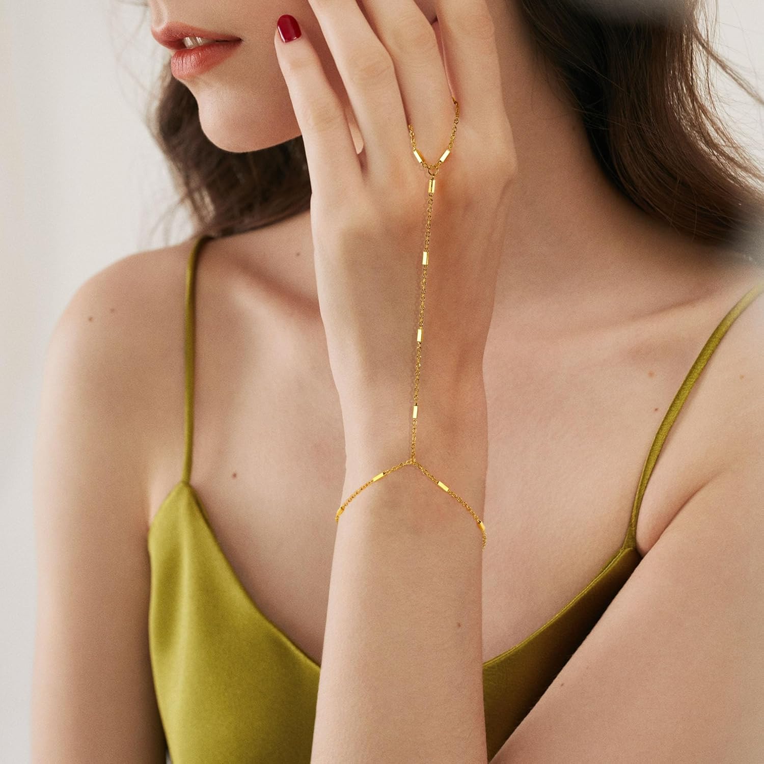 Hand Chain Bracelet, Adjustable Hand Jewelry Chain Bracelet with Ring, Trendy Gold Handchains Jewelry - Image 4