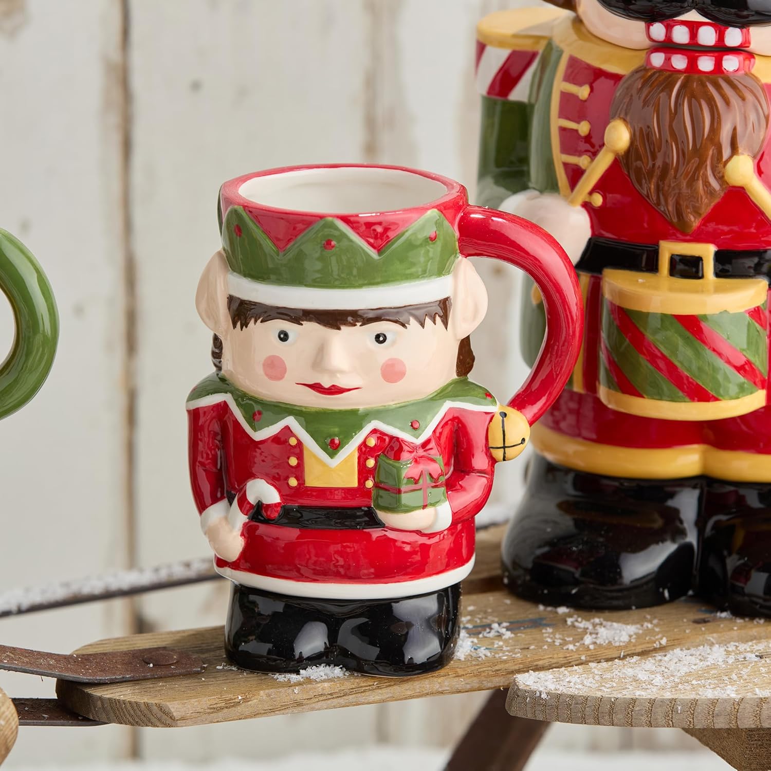 Nutcracker Parade 3D Sculpted Holiday Mugs Set of 4 – Festive Nutcracker, Baker, Santa, and Elf Designs – Christmas Stoneware Mug Set – Holiday Kitchen Decor – 20oz Coffee Tea Cocoa - Image 4