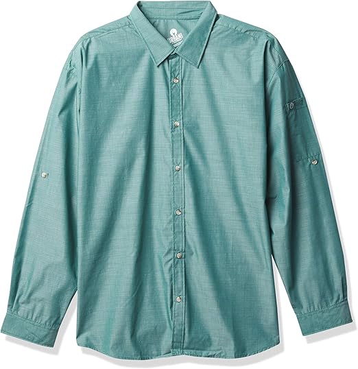 Cubavera Chambray Pintuck Camisa Geométrica De Manga Corta Abotonada