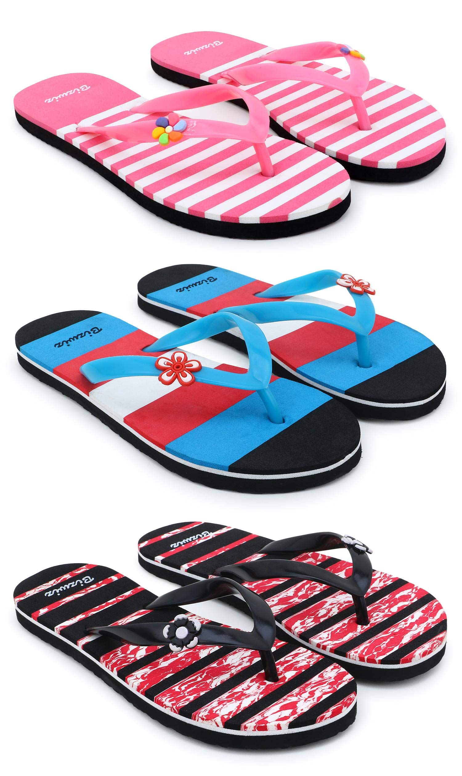 BizWiz Women Fabrication Slippers Combo of 3 (BW-3-PNK_BW-1-BLU_BW-2_MAIN)