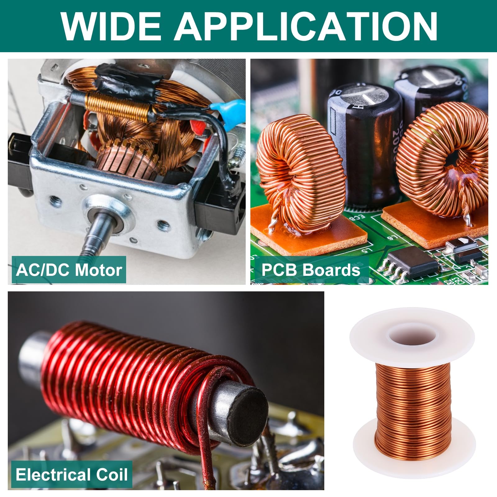 sourcing map 18 AWG Magnetdraht, 18 Gauge Kupferlackdraht, 113,4 g, magnetischer Spulendraht für Transformator, Motor, elektrisch, 155 C (311F)