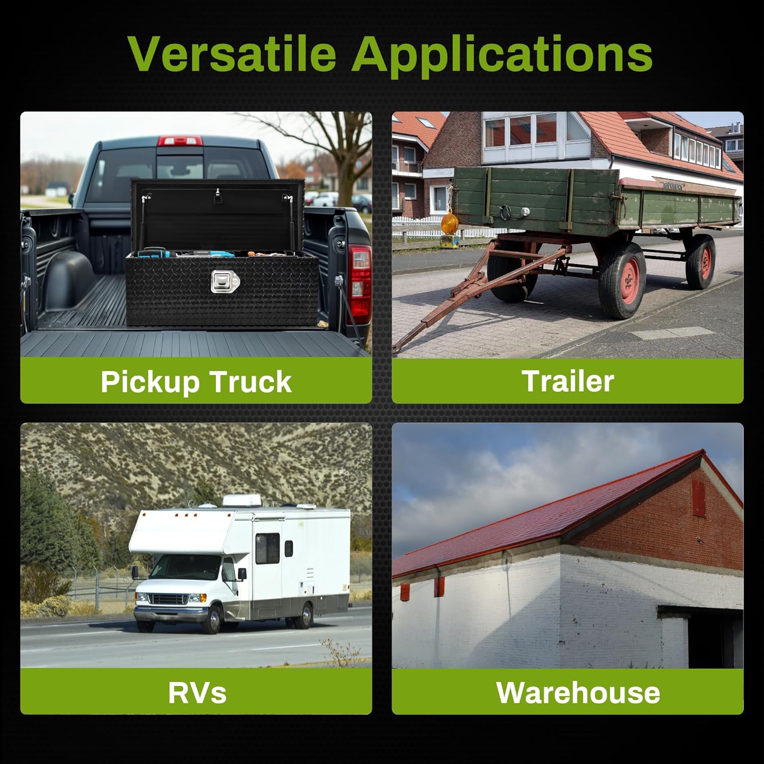 AUTOSAVER88 49 Inch Heavy Duty Aluminum Diamond Plate Tool Box Chest, Waterproof Truck Bed Toolbox, Storage Box with Sliding Shelf and Lock for Trucks, Trailers, RVs, Warehouses