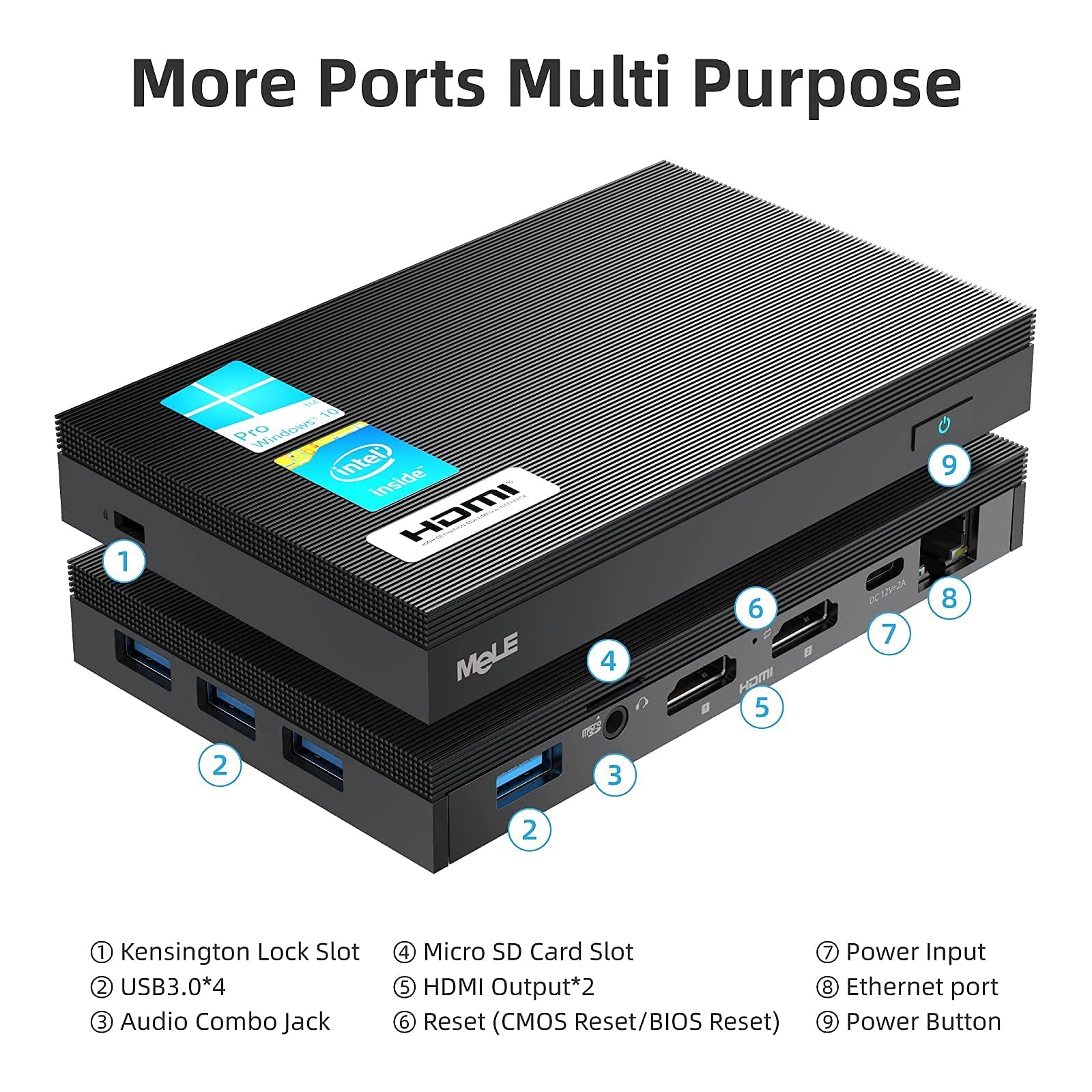 Buy MeLE Quieter2Q Mini PC Fanless Windows 11 Pro Celeron J4125 Micro ...