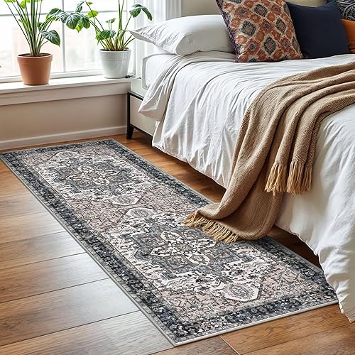 Miniatura 7 de KOZYFLY Alfombra de pasillo de 2 x 6 pies, lavable, antideslizante, alfombra de pasillo de cocina, color marrón, alfombra de noche, alfombra de