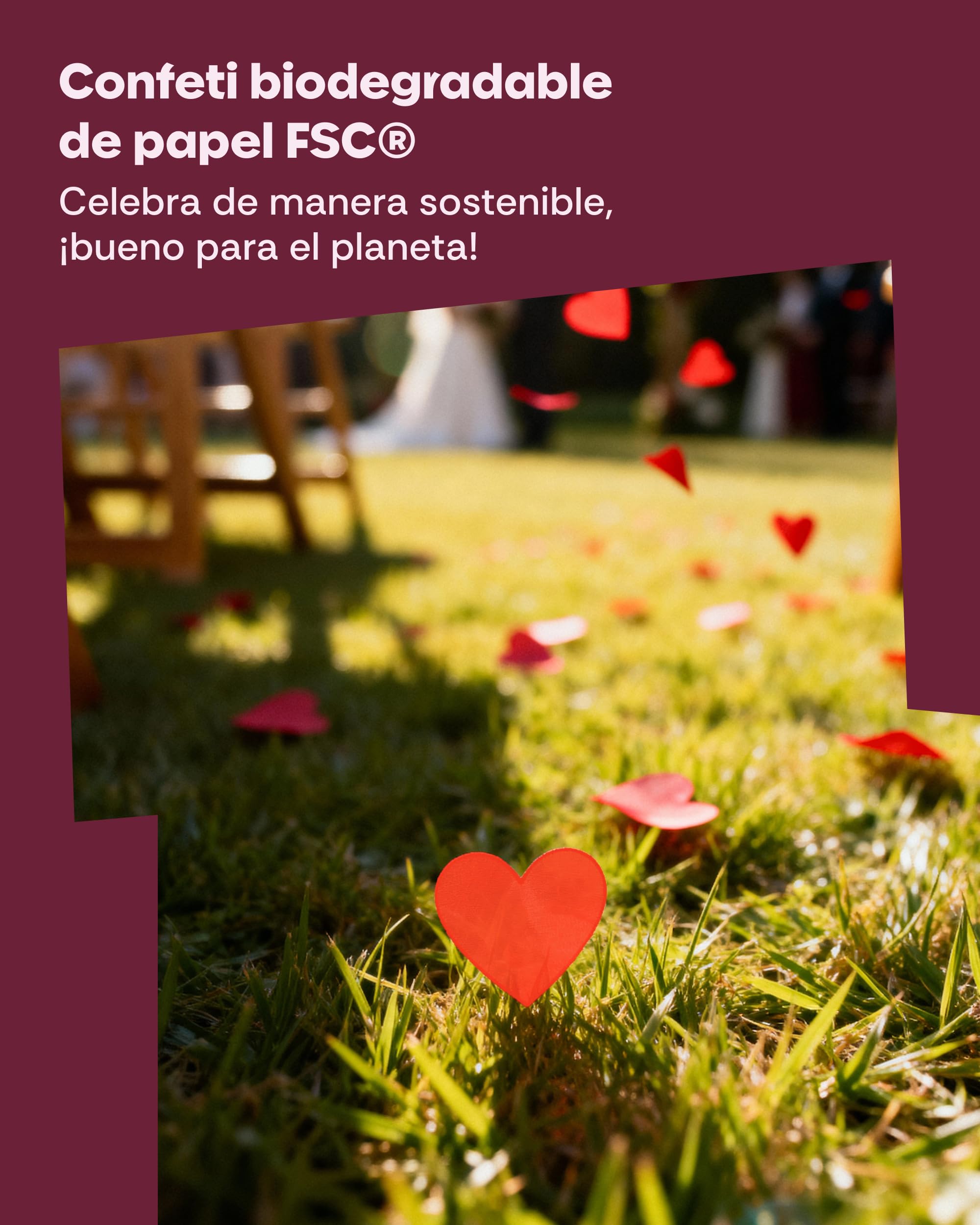 5 Cañones de Confeti Boda 80 cm Corazones Rojo – Biodegradable