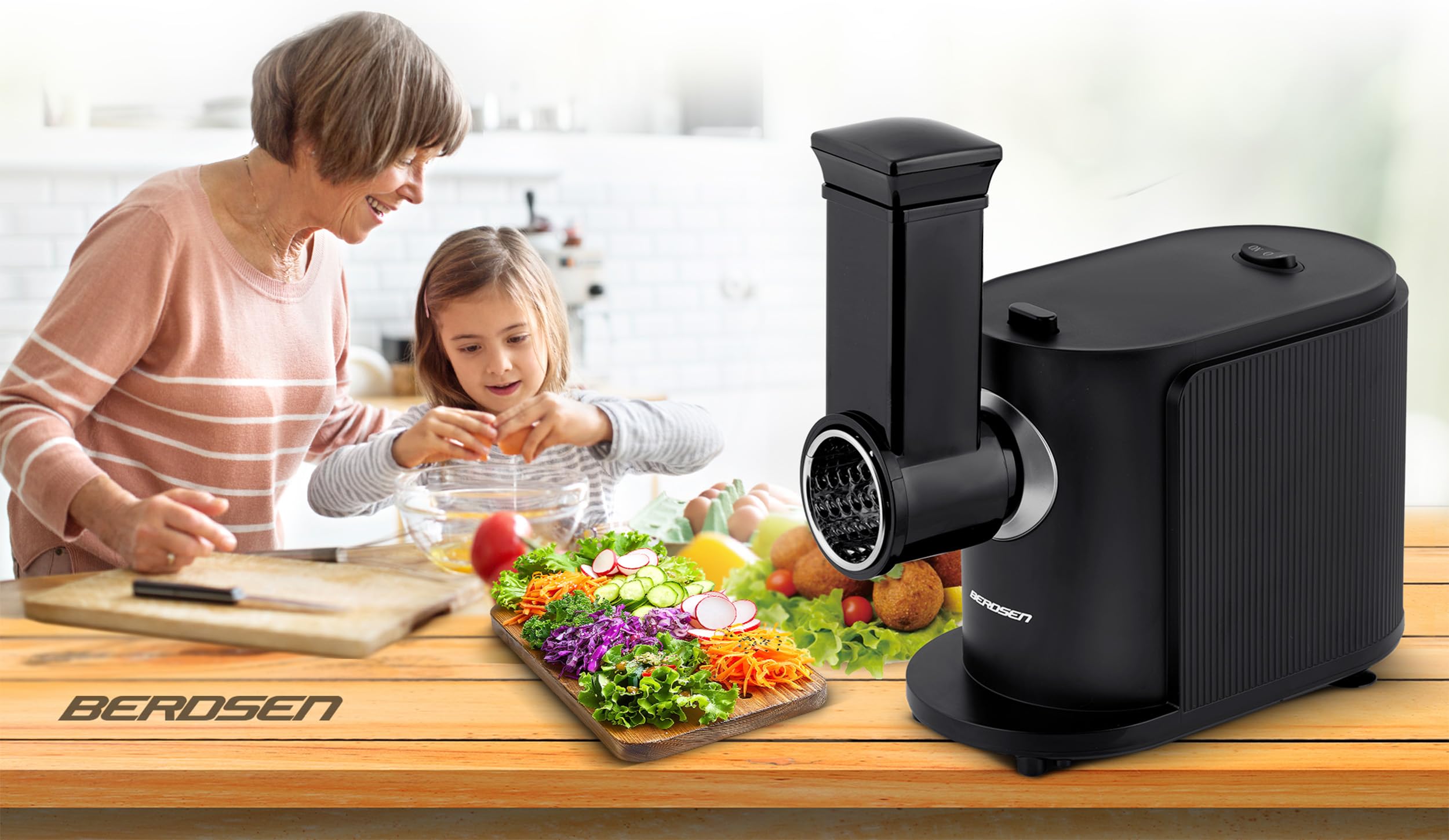 Berdsen - Picadora de carne eléctrica con accesorios para salchichas (300/800 W), color negro