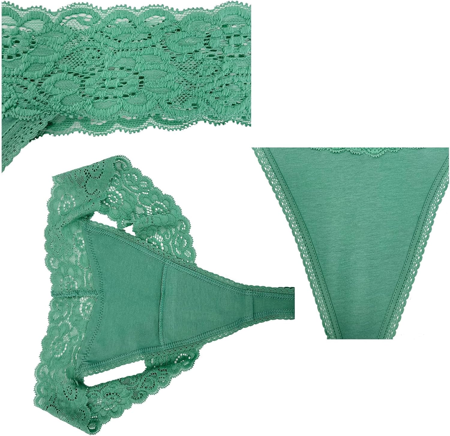 High Waist Cotton Lace Thongs Underwear For Women Plus Size Full Coverage Tummy Control Panties High Rise Multipack - Image 6