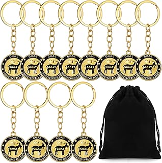 12 Pcs G. O. A. T Greatest of All Time Keychain Goat Championship Award Keychains Funny Employee Appreciation Recognition Key Ring for Christmas Football Sports Team Prize Gifts