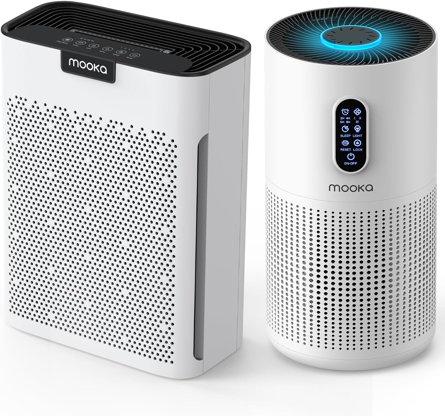 2PACK MOOKA Air Purifier for Home Large Room Combo, Air Cleaner for Smoke Dust Pollen Pets Hair Odor