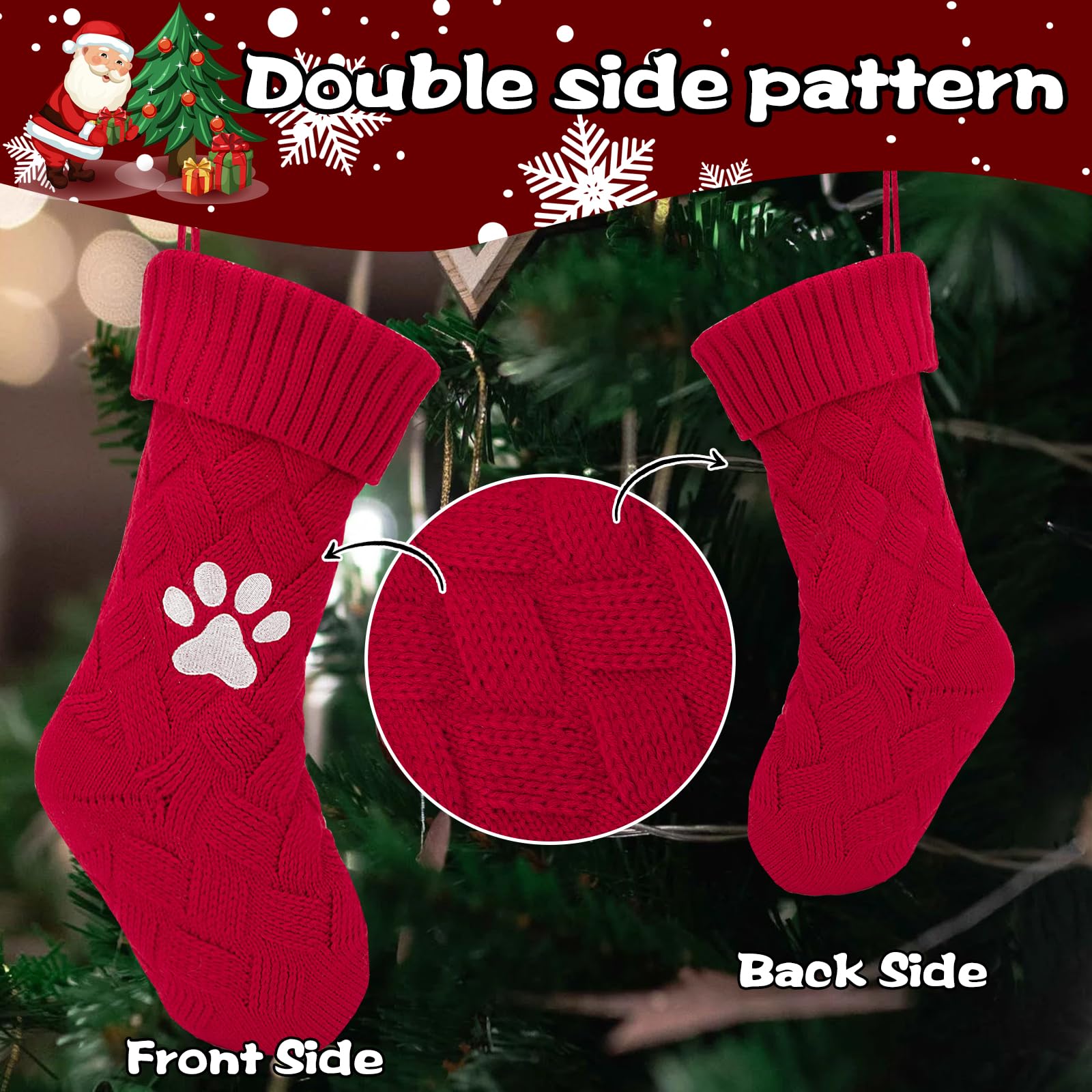 Mostop Personalized Christmas Stocking - Large Red Plush Stocking With Faux Fur Cuff, Custom Name