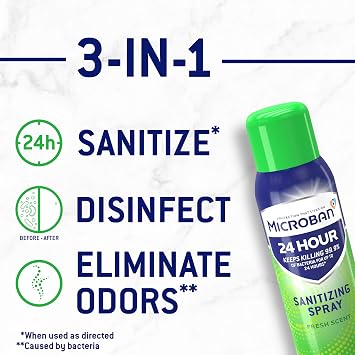 Microban 24 Hour Sanitizing Spray, Fresh Scent 12.5 OZ