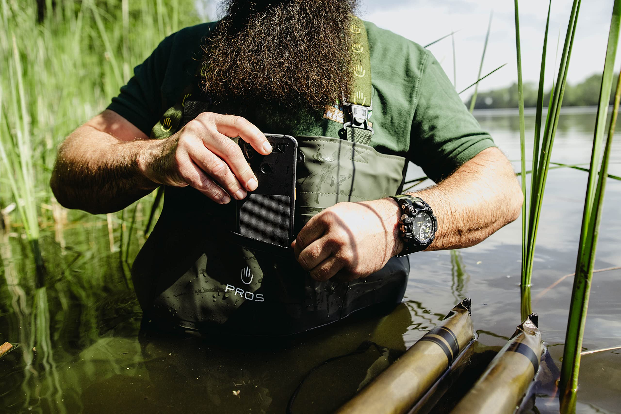 PROS Vadeadores de pecho impermeables para caza de patos, pesca con mosca con botas Wellington