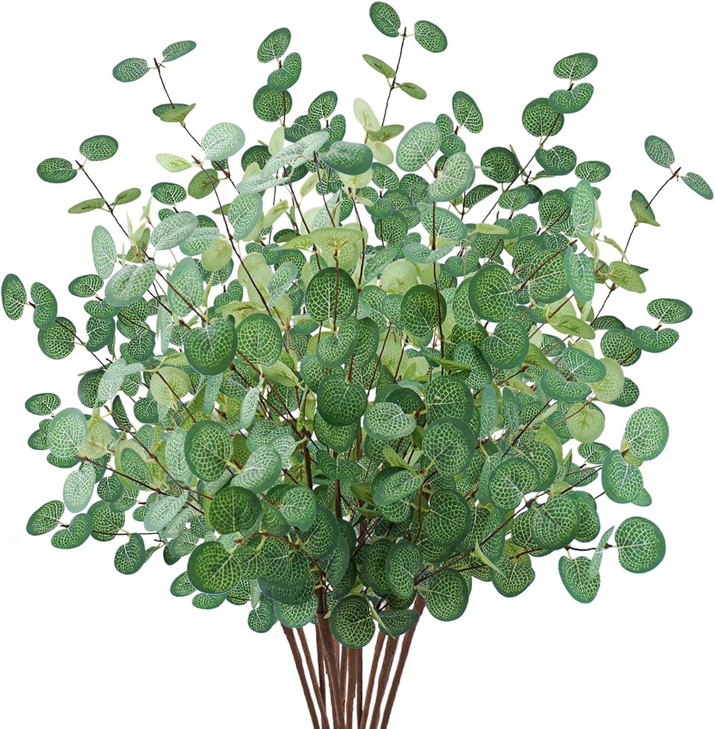 Agusbagli 12 Pcs Artificial Eucalyptus Stems 28'' Tall Faux Eucalyptus Silver Dollar Leaf Branches Greenery Plants Stems Decorations for Vase Home Wedding Centerpieces Floral Arrangements