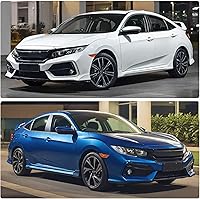 Vista 6 de DWVO Conjunto de faros proyector con luces diurnas Compatible con 2016 2017 2018 2019 2020 2021 Civic Reemplazo de faros en par Carcasa negra