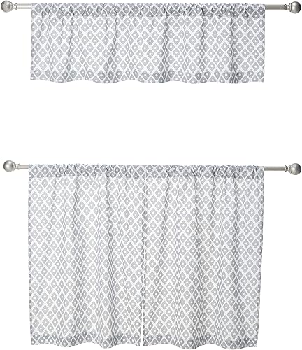 Miniatura 8 de Tobia Linen - Juego de cenefas y niveles de cocina texturizados  Cortina de ventana pequeña para cafetería, baño, lavandería, dormitorio, gris pardo