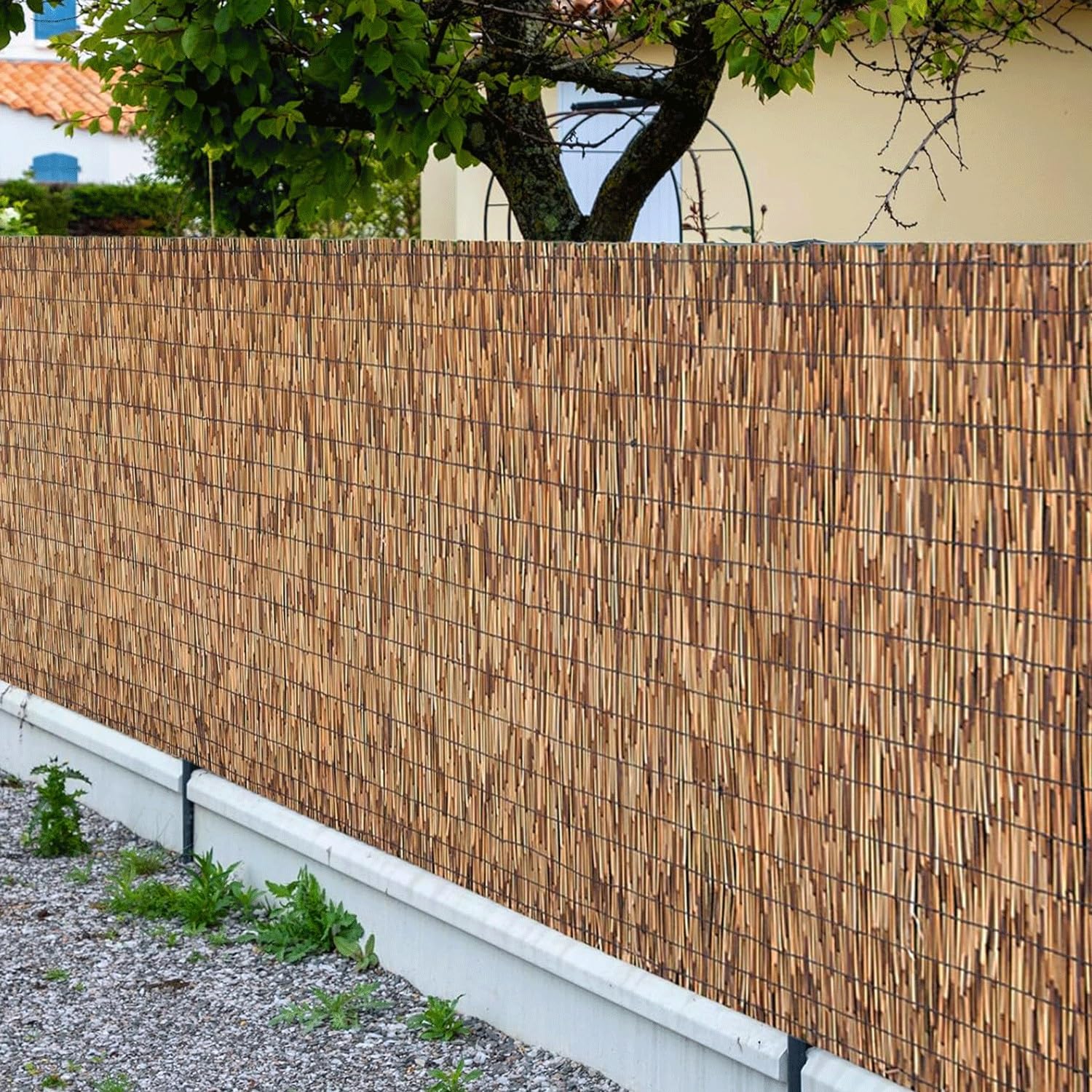 Naturalny ekran zasłaniający płot z trzciny, 1 sztuka (bezprzewodowy)(4xL6.6ft/122x200cm)