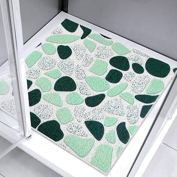Square Shower Mat 32x32 Inch Non Slip Bath Mat for Inside Shower Loofah Shower Mat for Elderly Soft Textured Foot Massage Pad Bathroom Floor Mat for Wet Area, Without Suction Cups, Quick Drying