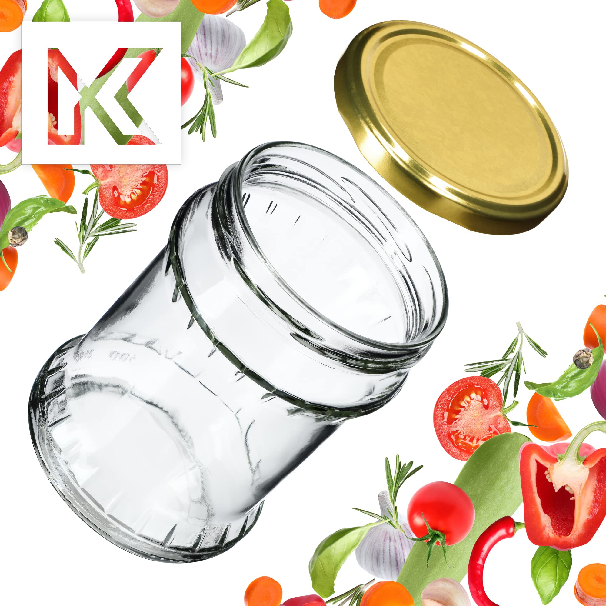 KADAX Inmaakpot 500 ml bewaarpotten met schroefdeksel inmaakpotten jampot voorraadpot conservenglas ronde glazen (goud/24 stuks ) 12 2x8 7x8 7 KADAX Inmaakpot 500 ml bewaarpotten met schroefdeksel inmaakpotten jampot voorraadpot conservenglas ronde glazen (goud/24 stuks ) 12 2x8 7x8 7