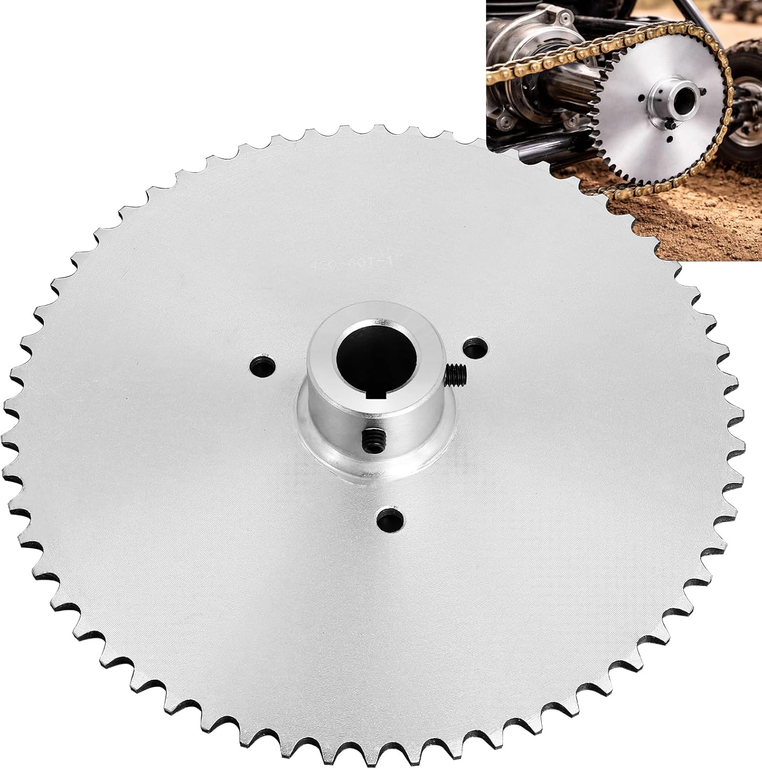 60 Tooth Go Kart Live Axle Sprocket for 40 41 420 Chain with 1" Bore 1/4" Keyway Compatible with Yerf-Dog Murray Go Karts by Podoy