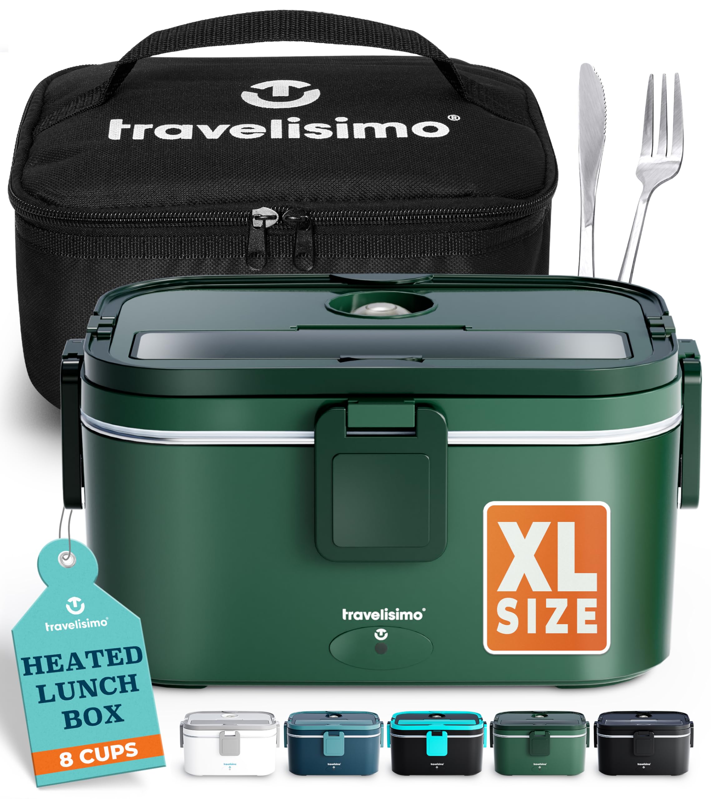 Extra-Large Electric Lunch Box For Adults Holds up to 8 Cups - 80W Heated Lunch Box 1.8L Electric Food Warmers, Portable Food Warmer, Travel & Work. Loncheras Para Hombres De Trabajo