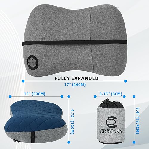 Vista 19 de Almohada de camping – Almohada inflable – Almohadas de viaje para mochilero y avión, soporte lumbar 2.0 almohada inflable, ultraligera compresible