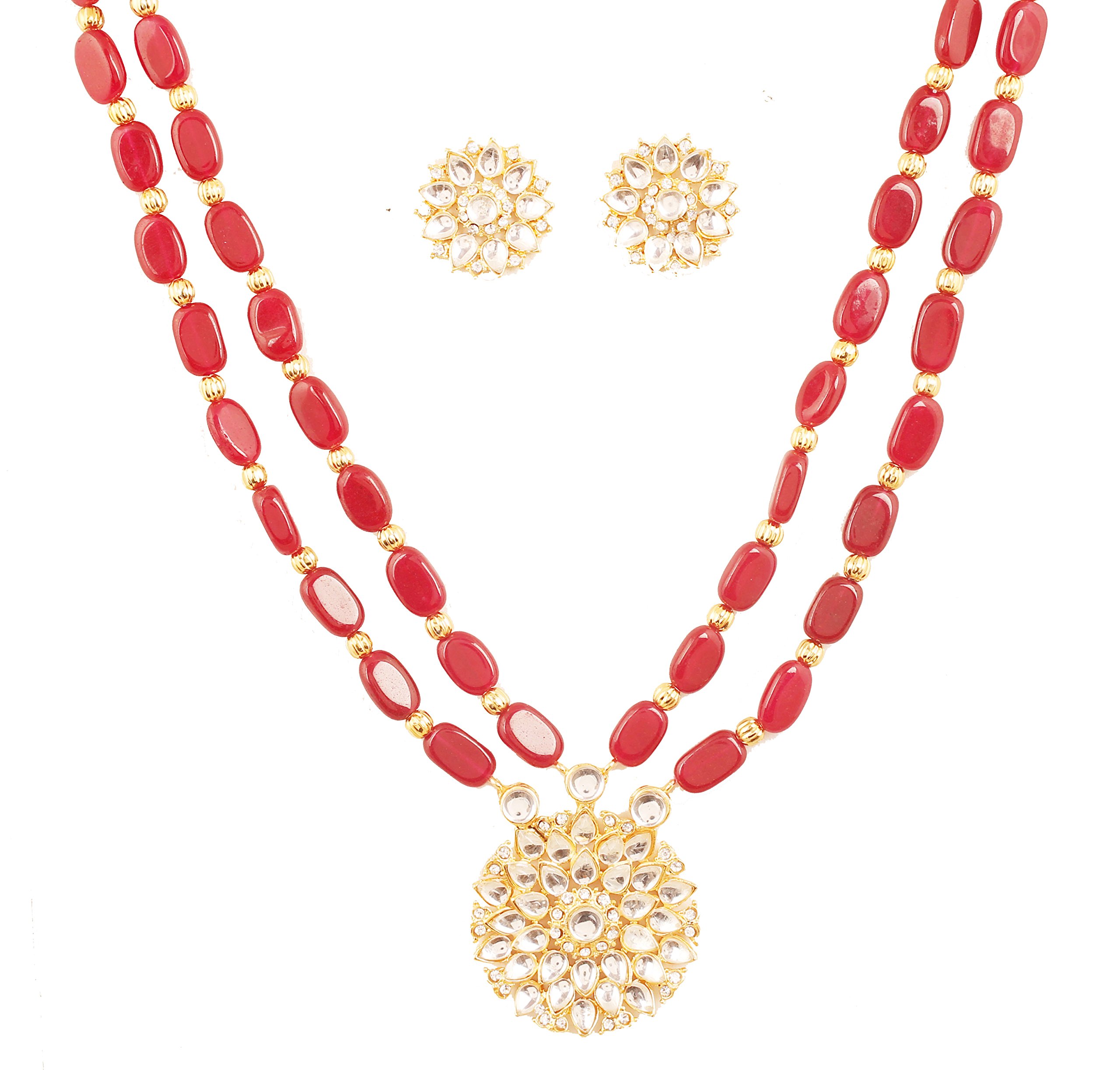 Touchstone Indian Bollywood Gorgeous Traditional Bridal Designer Jewelry Pendant Set In Gold And Silver Tone For Women.