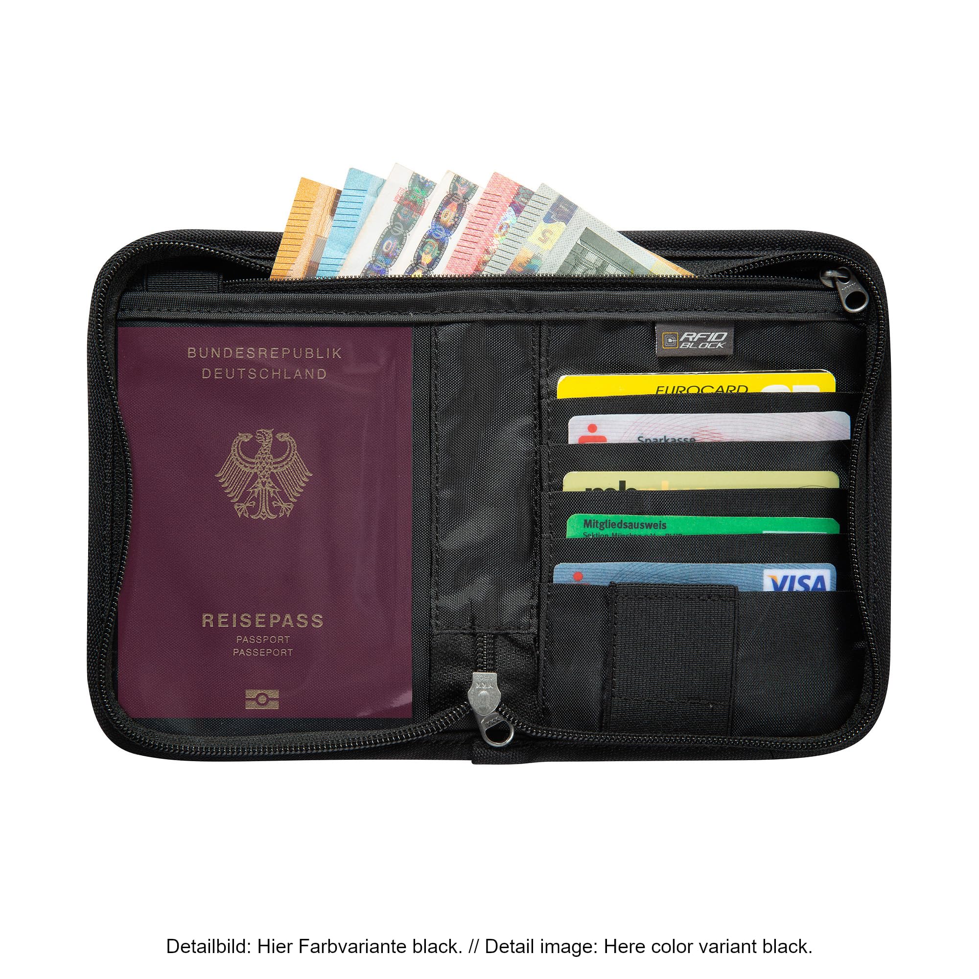 Tatonka Travel Zip M RFID Block – portfel podróżniczy/etui na paszport, blokada RFID, certyfikat TÜV, zapewnia miejsce na paszport, karty kredytowe i dokumenty podróżne, Midnight Plum
