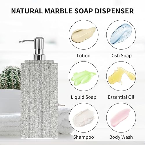 Miniatura 3 de Dispensador de jabón de mármol para baño, dispensador de jabón de mármol natural y loción, dispensador de jabón para cocina, baño, encimera,