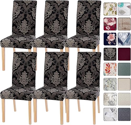 SearchI - Juego de 6 fundas protectoras para sillas Parson de comedor, de elastano, súper ajuste, elástico, extraíble y lavable, para cocina,