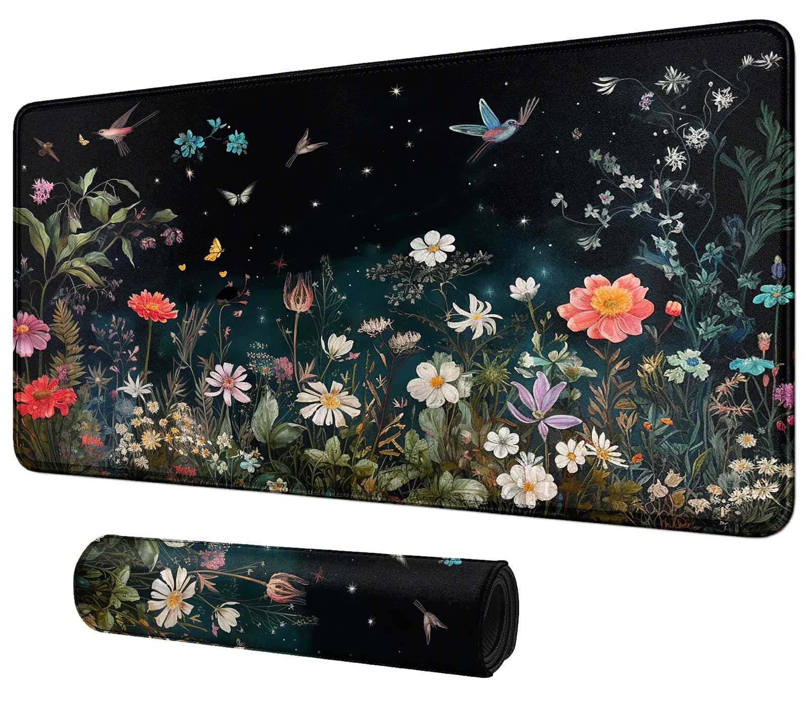 Card Mat for MTG &amp; TCG Playmat,Flowers Grass and Birds