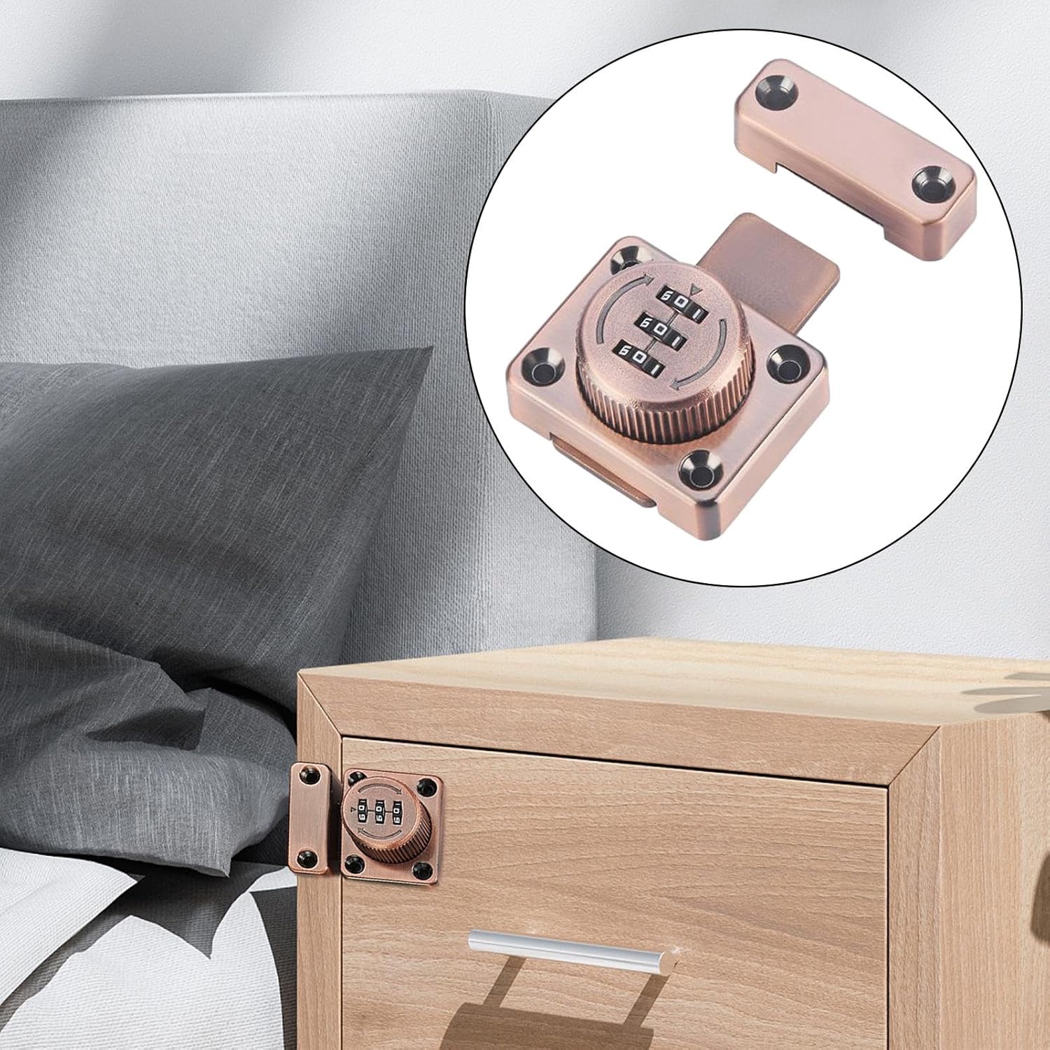 Mechanical Password Lock Drawers Lock Anti Dial Combination Cam Lock Sliding Door Lock for Small Doors Kitchen Closet Barn Door Office, pink