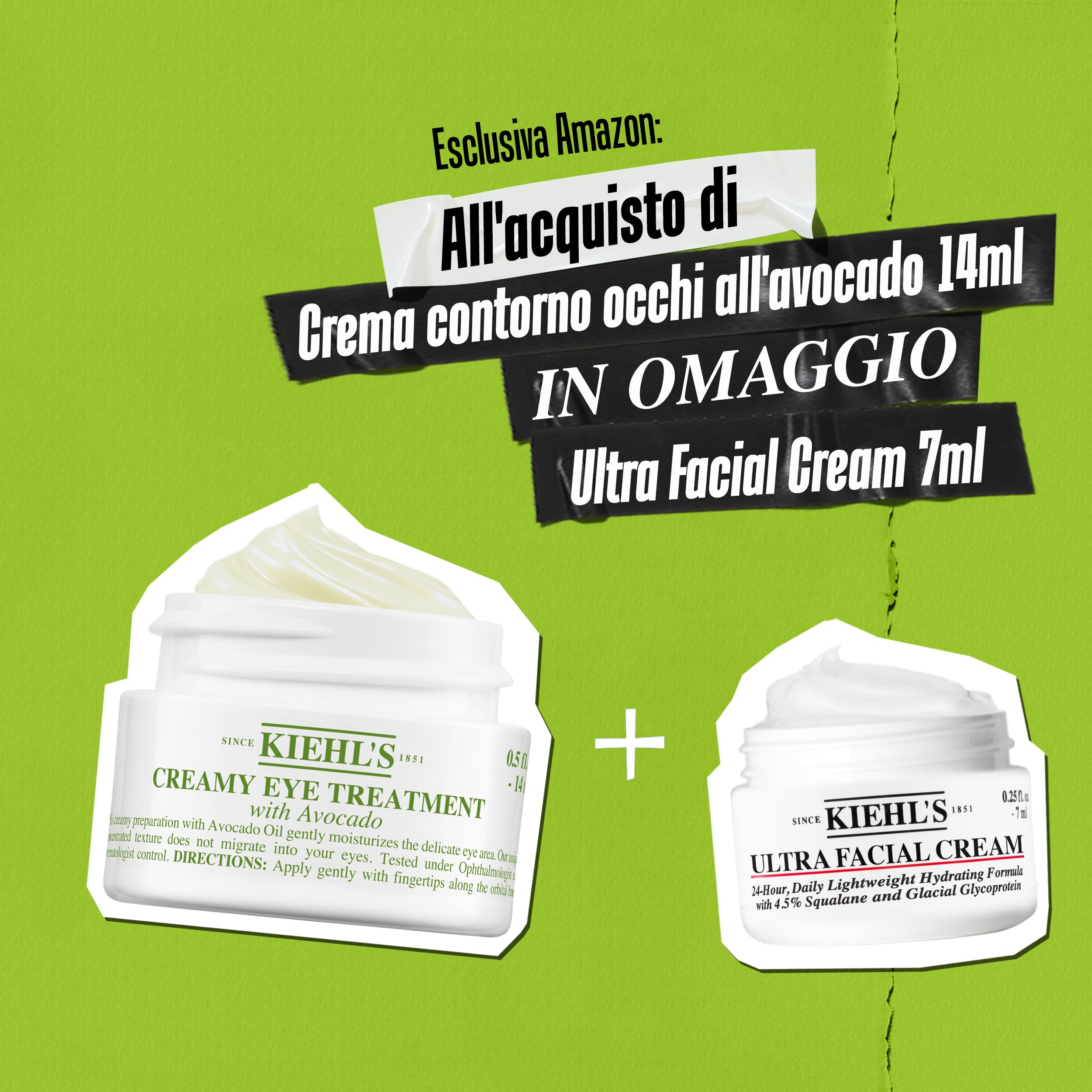 KIEHL'S Creamy Eye Treatment, Crema Contorno Occhi, Per Tutti i Tipi di Pelle, Azione Nutriente e Illuminante, Con Olio di Avocado e Caffeina