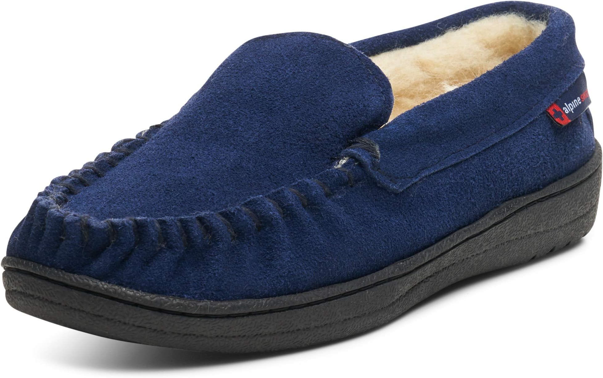 Alpine SwissYukon Mens Genuine Suede Shearling Slip On Moccasin Slippers