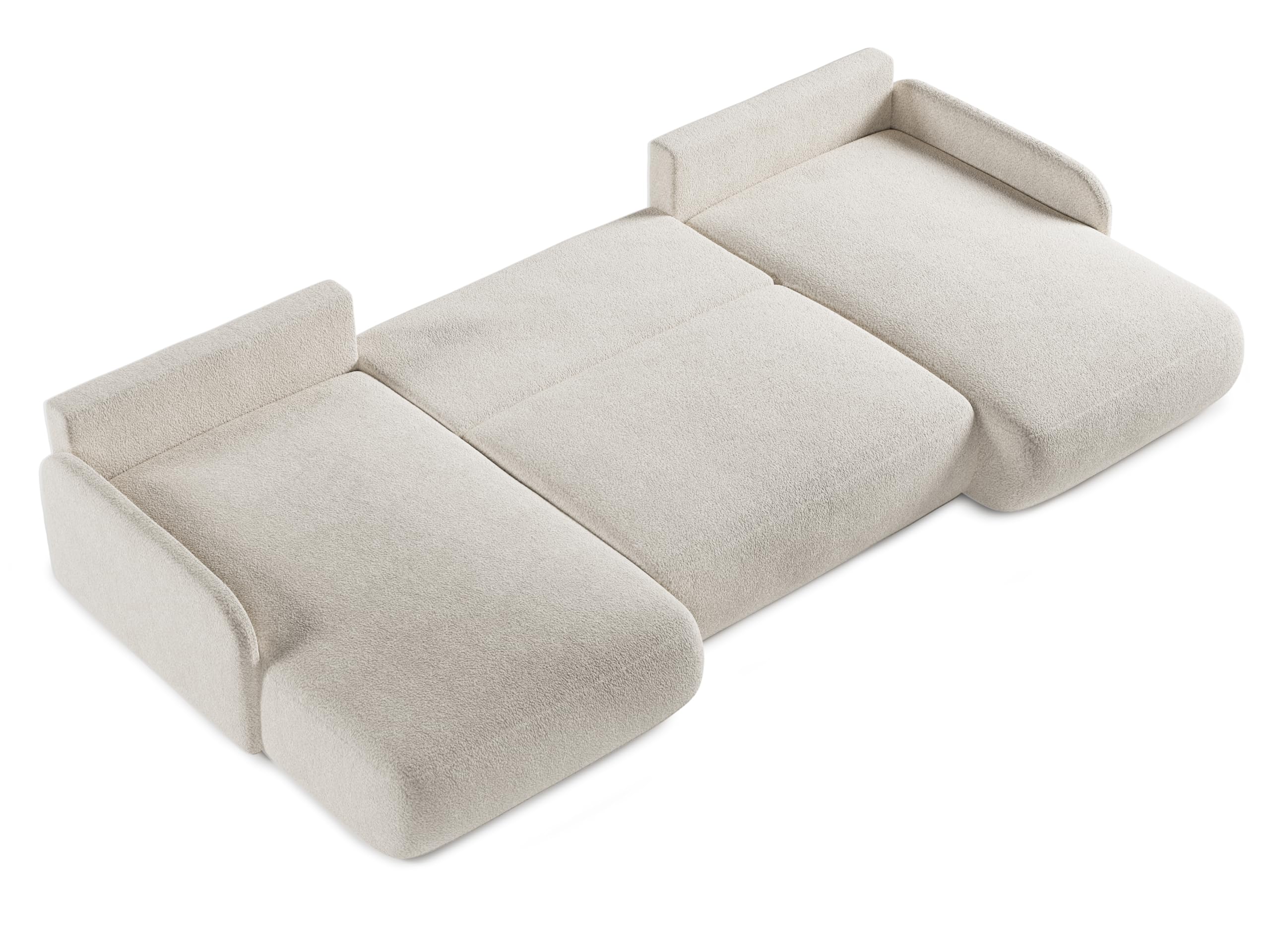 U-Form Wohnlandschaft mit Schlaffunktion 360x175 cm Bouclé Beige – Großes Schlafsofa mit Bettkasten, Moderne Couch mit Stauraum Pierr (Anthology 1)